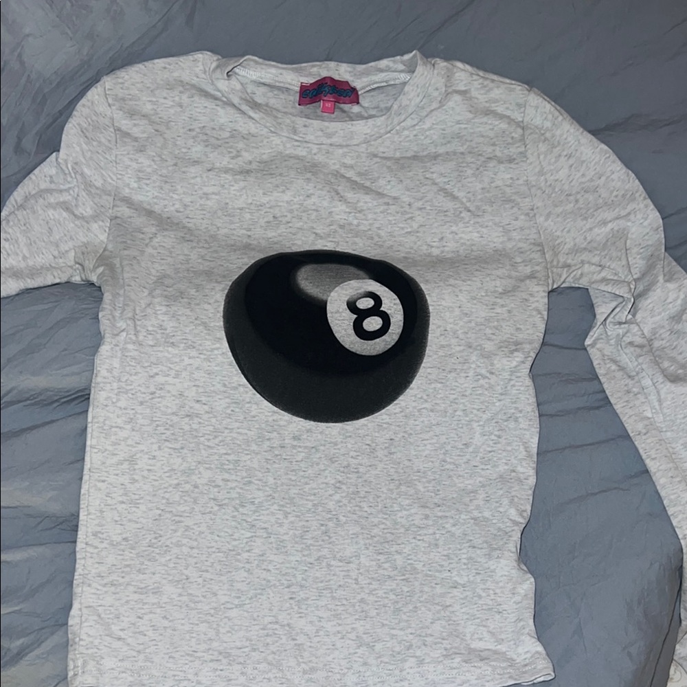Gray Long Sleeve Shirt with 8 Ball Design